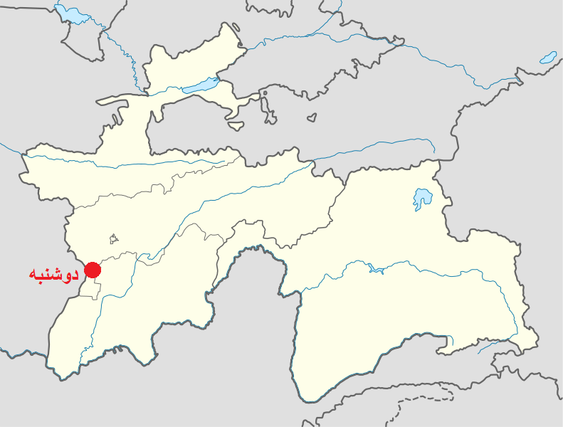 موقعیت شهر دوشنبه در تاجیکستان